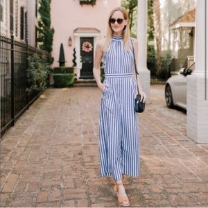 J.Crew Striped halter jumpsuit Blue White 8 NWT